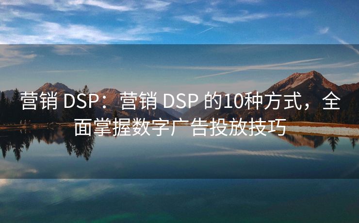 营销 DSP：营销 DSP 的10种方式，全面掌握数字广告投放技巧