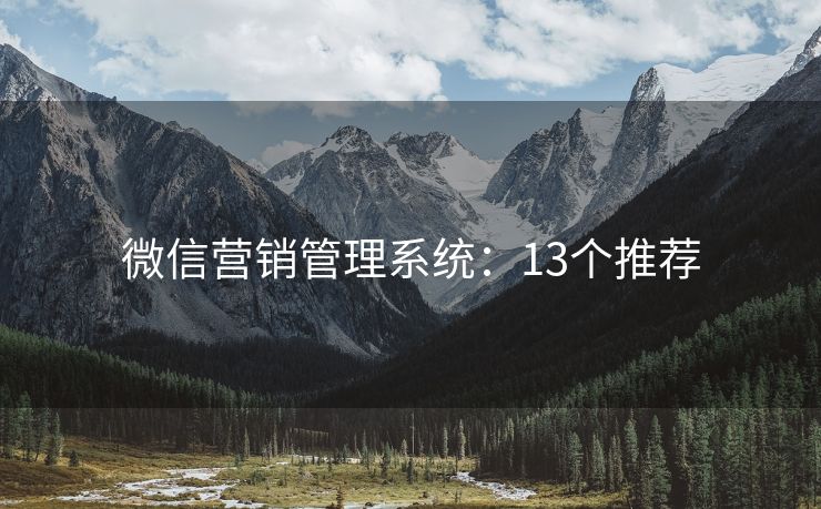 微信营销管理系统：13个推荐