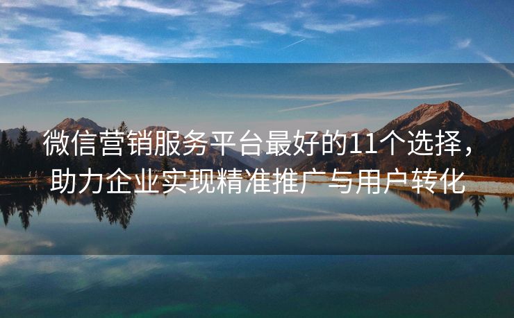微信营销服务平台最好的11个选择，助力企业实现精准推广与用户转化