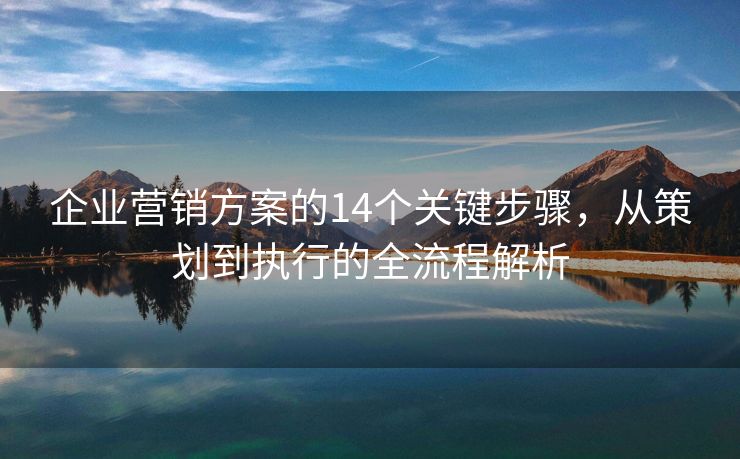 企业营销方案的14个关键步骤，从策划到执行的全流程解析