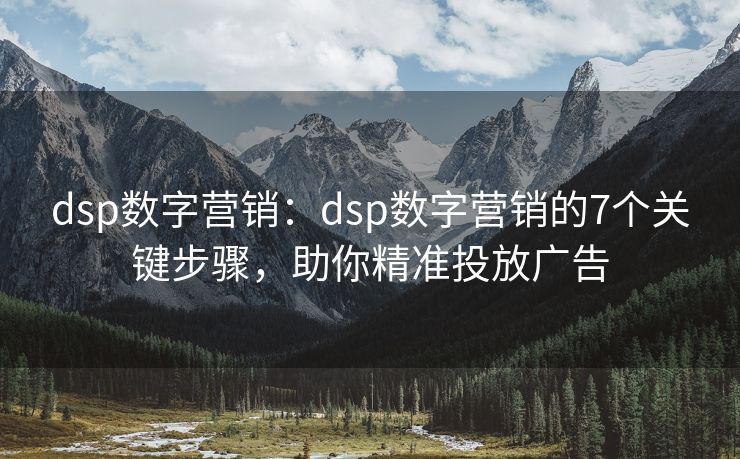 dsp数字营销：dsp数字营销的7个关键步骤，助你精准投放广告